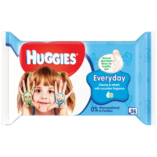 56 vlhčených obrúskov Huggies Everyday Single na jemné čistenie
