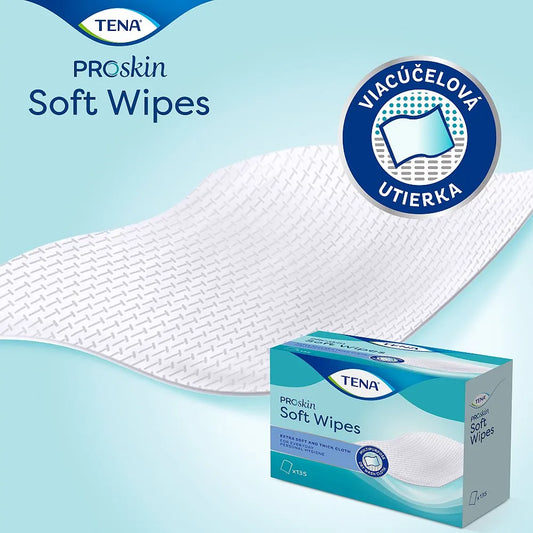 Tena Soft Wipes, 135 jemných utierok na šetrné osušenie či čistenie